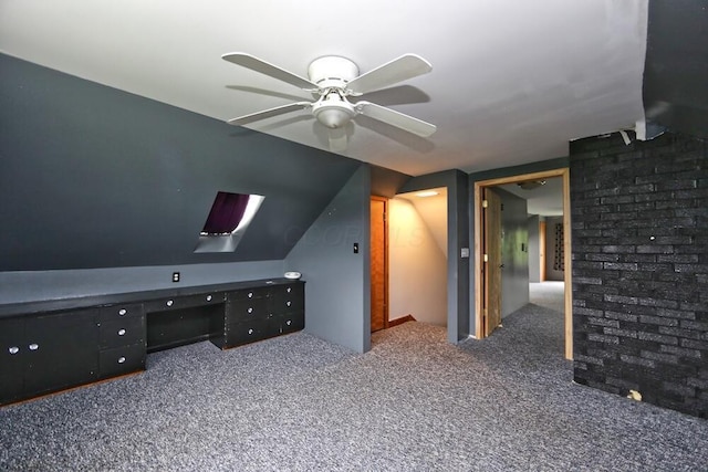 7579 Rangeline Rd, Mount Vernon, OH 43050 - unfurnished office with carpet flooring, ceiling fan, and vaulted ceiling