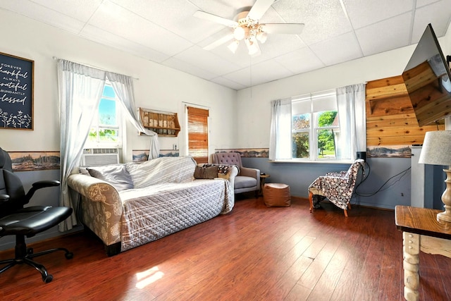 78 E St, Bellville, OH 44813 - living room featuring plenty of natural light, cooling unit, a ceiling fan, and wood finished floors