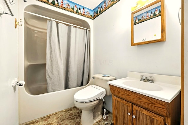 78 E St, Bellville, OH 44813 - full bath featuring vanity, shower / tub combo, and stone finish flooring