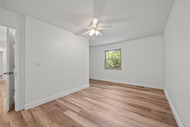 4250 Rutherford Rd, Powell, OH 43065 - empty room featuring a ceiling fan and light wood-type flooring