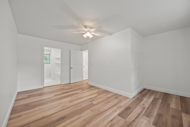 4250 Rutherford Rd, Powell, OH 43065 - spare room featuring ceiling fan and light wood-type flooring