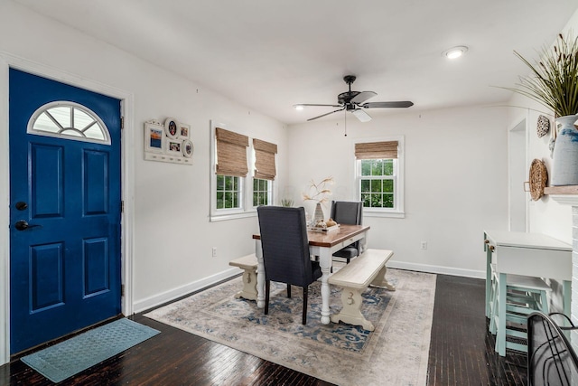 3445 Woodlawn Ave, Grove City, OH 43123 - dining area with a ceiling fan, dark wood finished floors, and recessed lighting