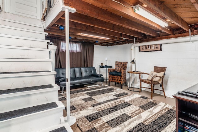 3445 Woodlawn Ave, Grove City, OH 43123 - finished below grade area featuring concrete block wall and stairway