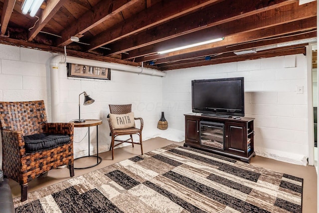 3445 Woodlawn Ave, Grove City, OH 43123 - living area with concrete block wall