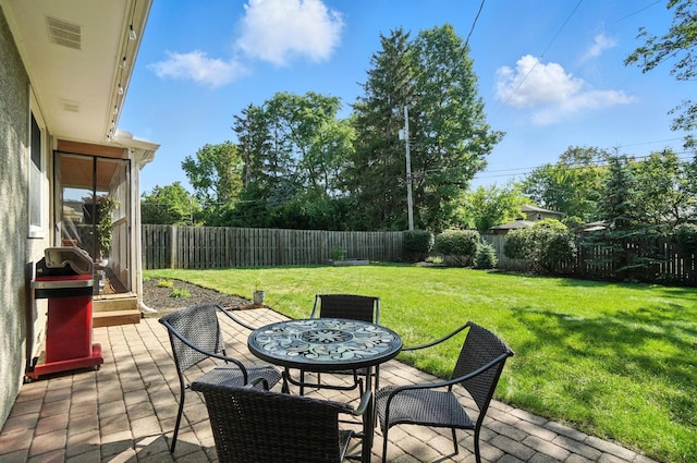 2820 Halstead Rd, Columbus, OH 43221 - deck with a fenced backyard, grilling area, outdoor dining area, and a patio area