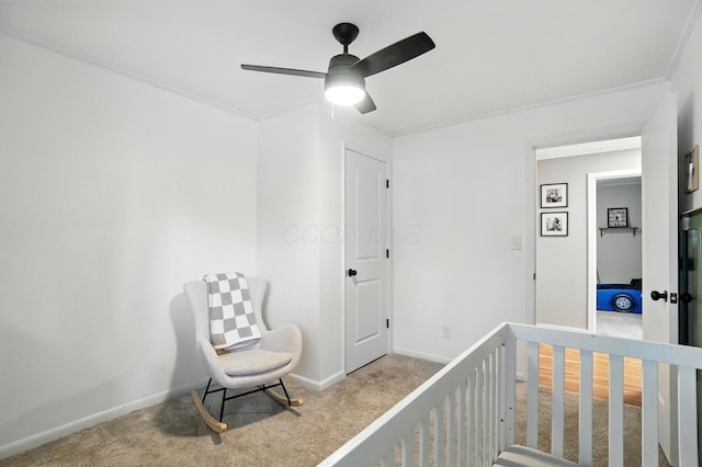 2820 Halstead Rd, Columbus, OH 43221 - carpeted bedroom featuring a nursery area and ceiling fan