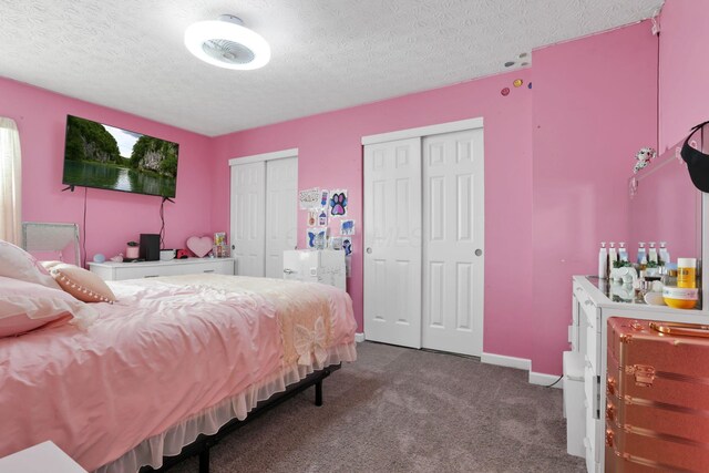 3857 Winding Twig Dr, Canal Winchester, OH 43110 - bedroom with two closets, carpet floors, and a textured ceiling