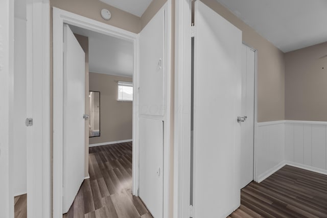 3505 Roswell Dr, Columbus, OH 43227 - corridor with dark wood-type flooring and wainscoting