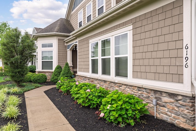 6196 Streamside Dr, Galena, OH 43021 - property entrance featuring stone siding