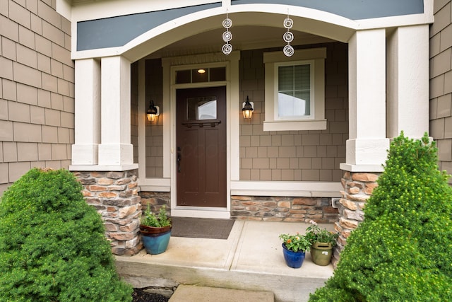 6196 Streamside Dr, Galena, OH 43021 - property entrance featuring a porch and stone siding