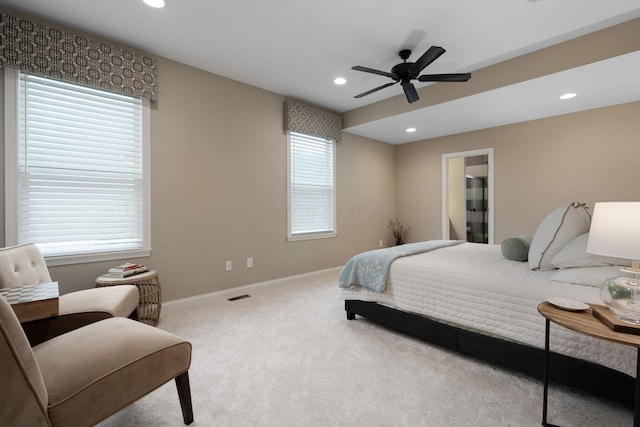 6196 Streamside Dr, Galena, OH 43021 - carpeted bedroom with recessed lighting and a ceiling fan