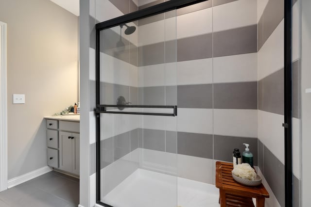 6196 Streamside Dr, Galena, OH 43021 - full bath featuring a shower stall, vanity, and tile patterned flooring