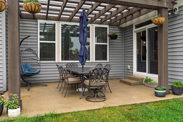 6196 Streamside Dr, Galena, OH 43021 - view of patio with a pergola, outdoor dining space, and entry steps