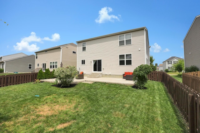 3987 Mad River Rd, Grove City, OH 43123 - back of house featuring entry steps, a patio, a fenced backyard, and a residential view