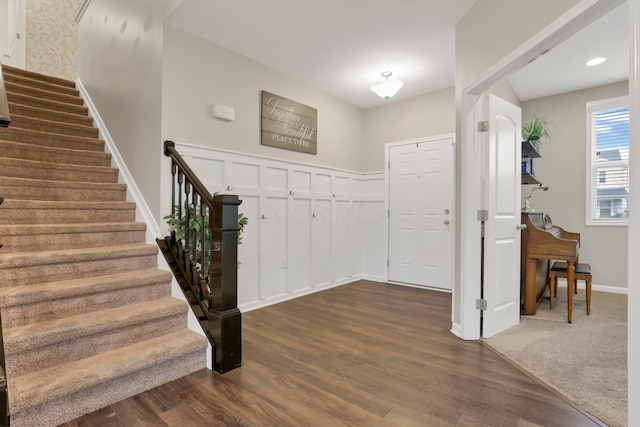 3987 Mad River Rd, Grove City, OH 43123 - entryway with stairs and dark wood finished floors