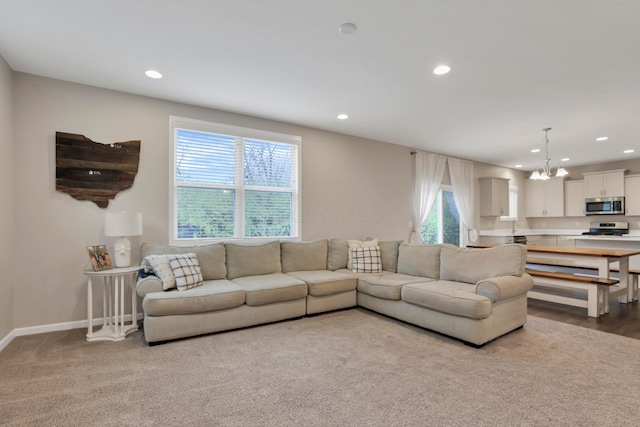 3987 Mad River Rd, Grove City, OH 43123 - living room with recessed lighting and a chandelier