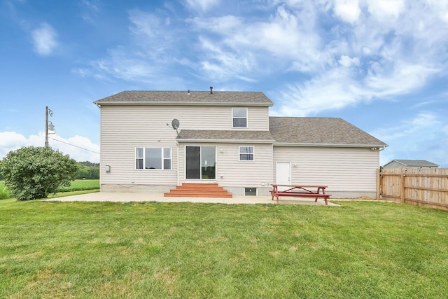 2110 Pickerington Rd, Carroll, OH 43112 - back of property featuring a patio, entry steps, and a shingled roof
