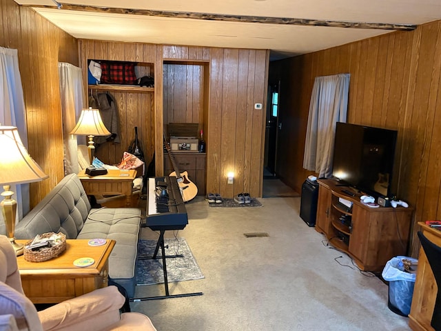 407 Marion St Unit 403, Mcguffey, OH 45859 - living area with wooden walls and light colored carpet