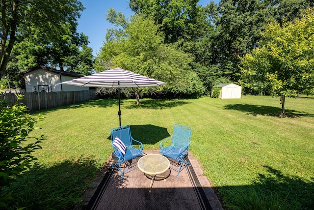 579 Buckeye Ln, Mount Gilead, OH 43338 - view of yard with a storage shed and a patio area