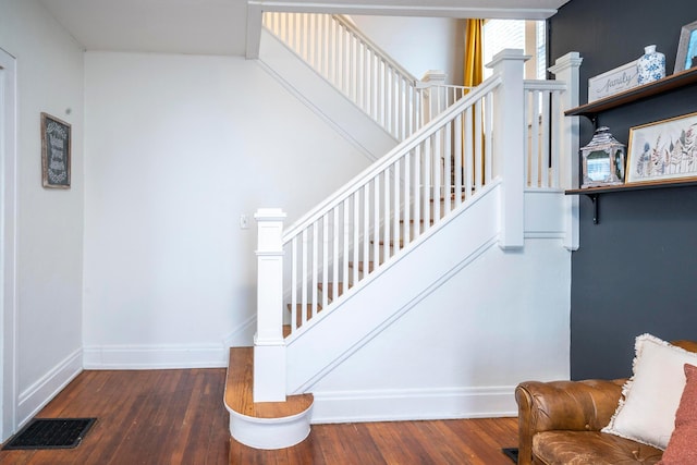 619 Columbus Ave, Washington Court House, OH 43160 - staircase with hardwood / wood-style flooring and baseboards