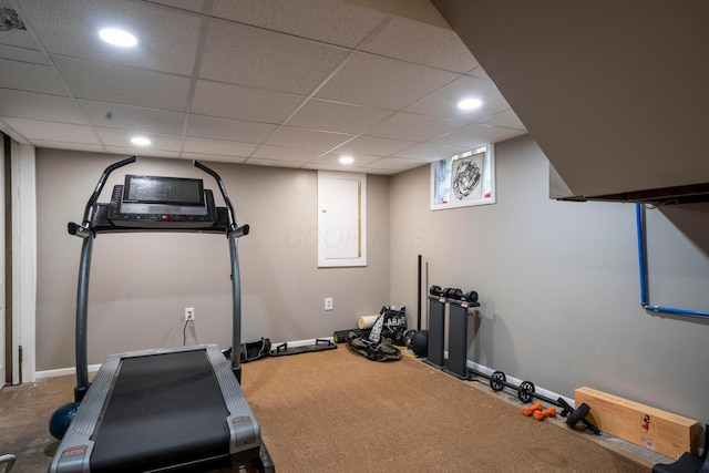 619 Columbus Ave, Washington Court House, OH 43160 - workout area featuring recessed lighting, a paneled ceiling, and carpet floors