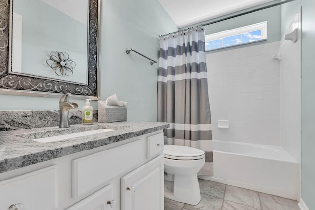 180 Locust Curve Dr, Delaware, OH 43015 - bathroom with vanity, shower / bath combo, and marble look tiles