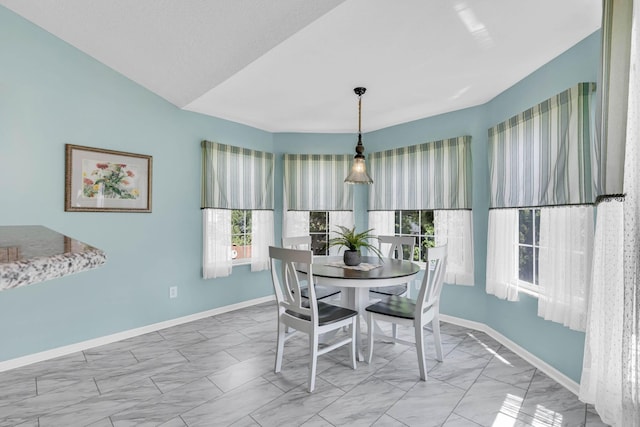 180 Locust Curve Dr, Delaware, OH 43015 - dining room featuring marble look tiles and baseboards