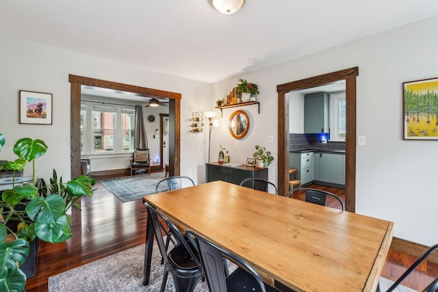 745 W Rich St, Columbus, OH 43222 - dining space featuring wood finished floors and ceiling fan