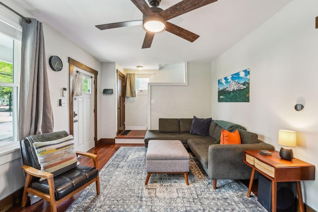 745 W Rich St, Columbus, OH 43222 - living room featuring ceiling fan and wood finished floors