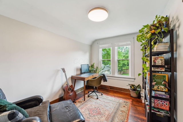 745 W Rich St, Columbus, OH 43222 - home office with wood finished floors and vaulted ceiling