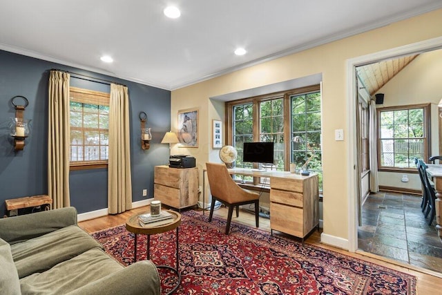 116 W Royal Forest Blvd, Columbus, OH 43214 - office space with crown molding, recessed lighting, and wood finished floors