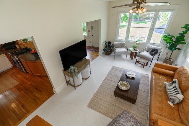 1734 W 1st Ave, Grandview, OH 43212 - living area featuring a ceiling fan and wood finished floors