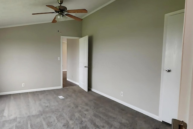 6447 Scioto Farms Rd Unit Se, Washington Court House, OH 43160 - empty room featuring vaulted ceiling, ceiling fan, crown molding, and carpet