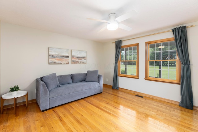 11578 Duncan Plains Rd NW, Johnstown, OH 43031 - living room featuring light wood-style floors and a ceiling fan