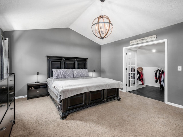 3552 Smiley Rd, Hilliard, OH 43026 - bedroom featuring carpet flooring, a chandelier, and lofted ceiling