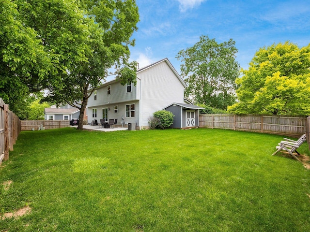 3552 Smiley Rd, Hilliard, OH 43026 - fenced backyard featuring a patio and a shed