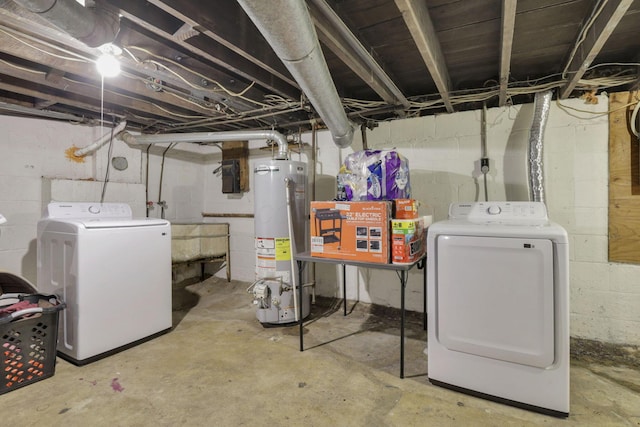 635-641 Racine Ave, Columbus, OH 43204 - unfinished basement featuring gas water heater and washer and clothes dryer