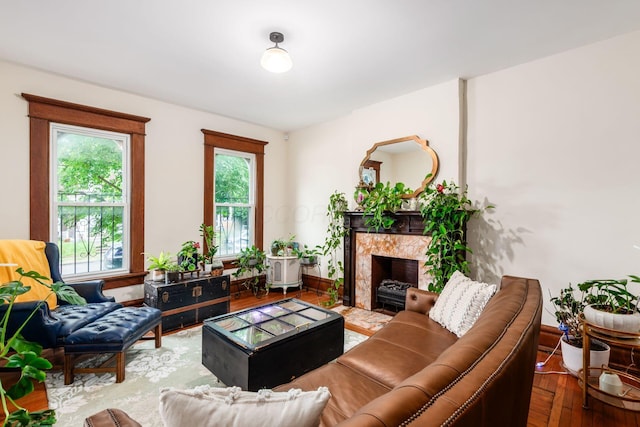 572 Linwood Ave, Columbus, OH 43205 - living room with wood finished floors and a premium fireplace
