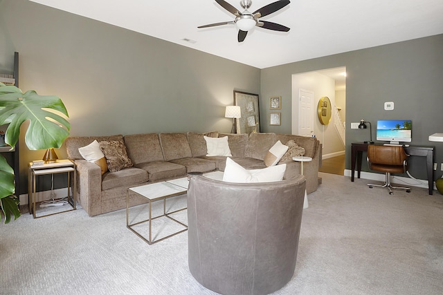 5928 Treven Way, Westerville, OH 43081 - carpeted living room featuring a ceiling fan