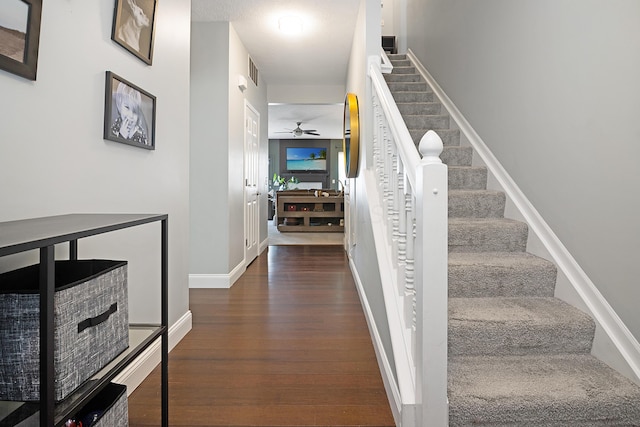 5928 Treven Way, Westerville, OH 43081 - stairs featuring wood finished floors and a ceiling fan