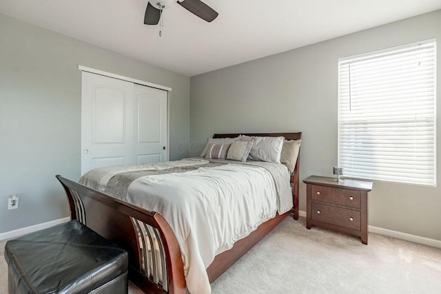 123 Schellinger St, Delaware, OH 43015 - bedroom with a closet, light colored carpet, and ceiling fan
