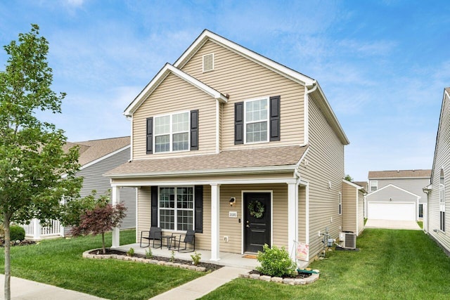 2020 Edison St, Newark, OH 43055 - view of front of house featuring a front lawn, covered porch, and a shingled roof