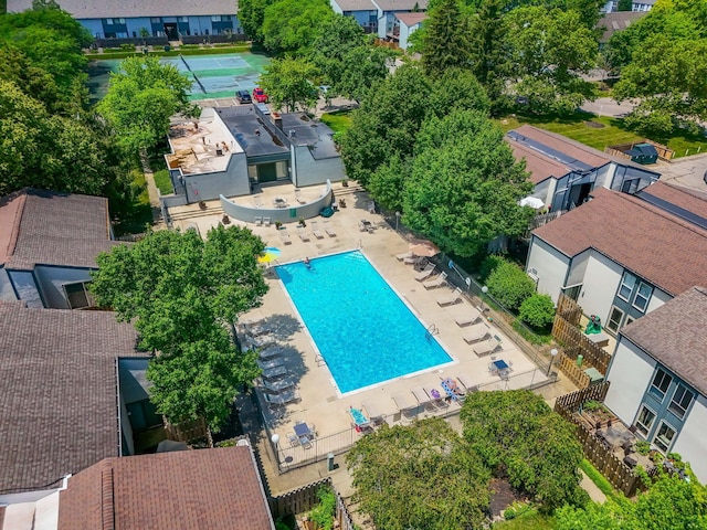 1080 Merrimar Cir S Unit E, Columbus, OH 43220 - aerial view of residential area featuring a pool