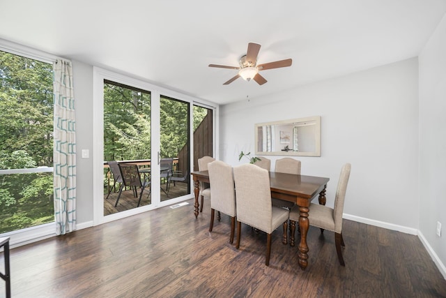 4968 Wintersong Ln Unit 10, Westerville, OH 43081 - dining space featuring ceiling fan, wood finished floors, and expansive windows