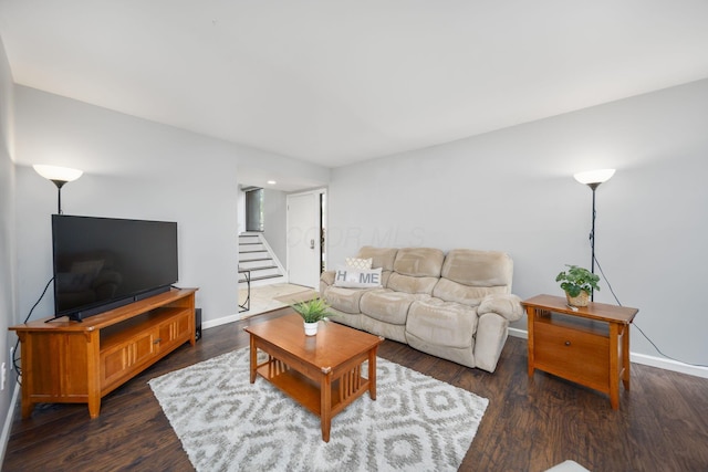 4968 Wintersong Ln Unit 10, Westerville, OH 43081 - living room with stairway and dark wood finished floors