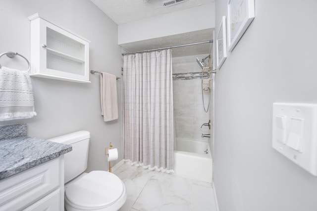 4968 Wintersong Ln Unit 10, Westerville, OH 43081 - full bathroom featuring marble finish floors, shower / tub combo, vanity, and a textured ceiling