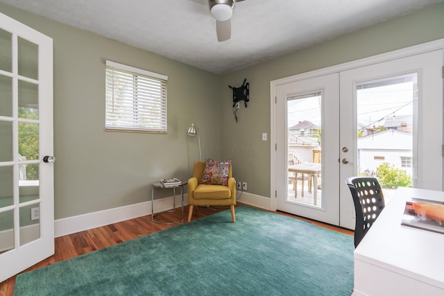 338 Sheldon Ave, Columbus, OH 43207 - home office featuring french doors, ceiling fan, and wood finished floors