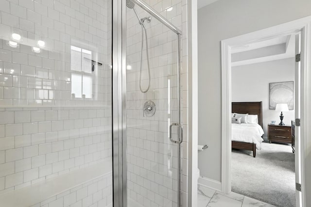 1877 Poplar Pl, Lewis Center, OH 43035 - bathroom with ensuite bathroom, a stall shower, and marble look tiles