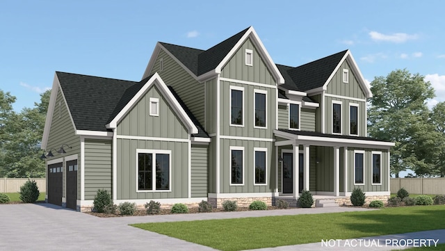 7711 Falcon Hill Ct, Plain City, OH 43064 - modern farmhouse style home with board and batten siding, a shingled roof, driveway, and an attached garage
