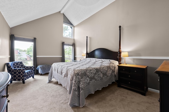 4758 Crazy Horse Ln Unit 2, Westerville, OH 43081 - bedroom featuring carpet floors, beamed ceiling, and high vaulted ceiling